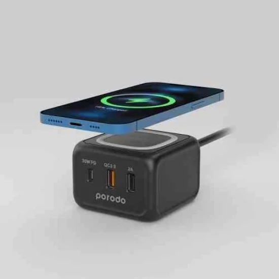 Porodo 3-Ports Wireless Charger 15W Pd30W Uk Black